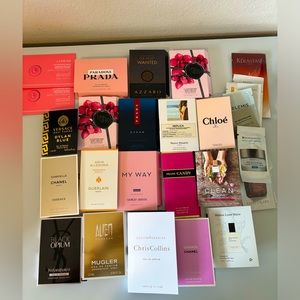 18 High End Perfume Samples, 2 Laneige Lip Masks,other beauty samples